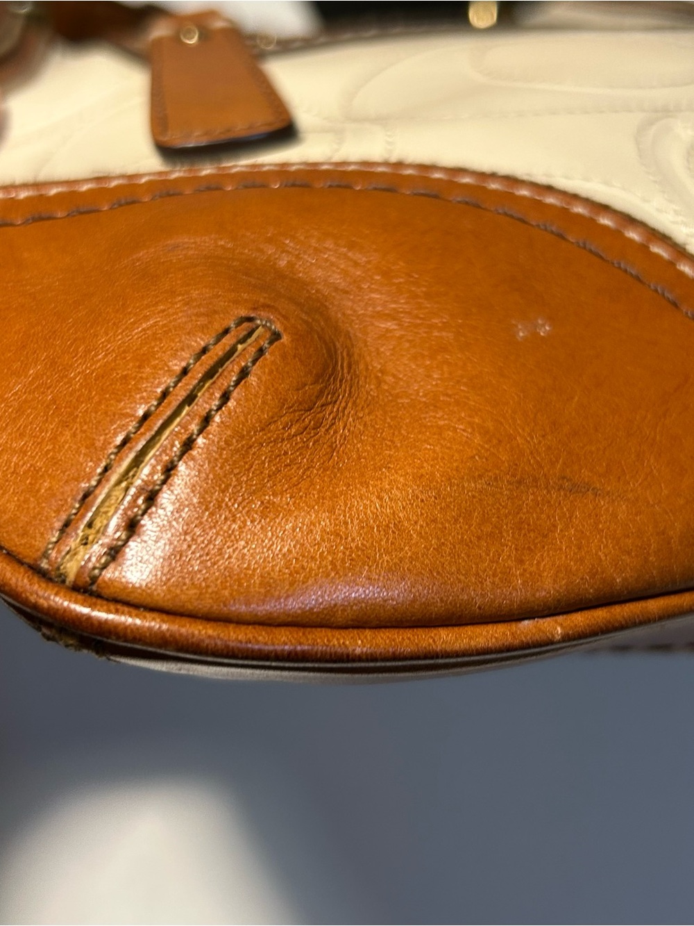Coach Y2K Hamptons Hobo Embossed Signature Shoulder Bag Rare Brown White - Picture 10 of 14